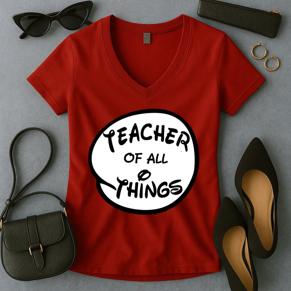 Teacher of all Things Emblem Women's V-Neck T-Shirt