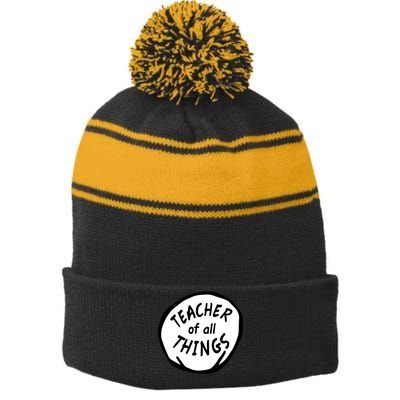 Teacher of all Things School Teachers Thing Stripe Pom Pom Beanie