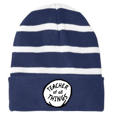 Teacher of all Things School Teachers Thing Striped Beanie with Solid Band