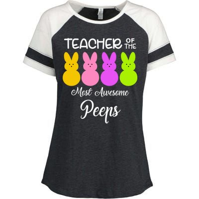 Teacher Of The Cutest Peeps Easter Bunny Enza Ladies Jersey Colorblock Tee