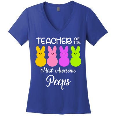 Teacher Of The Cutest Peeps Easter Bunny Women's V-Neck T-Shirt