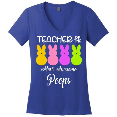 Teacher Of The Cutest Peeps Easter Bunny Women's V-Neck T-Shirt