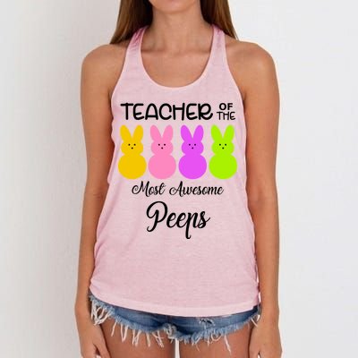 Teacher Of The Cutest Peeps Easter Bunny Women's Knotted Racerback Tank