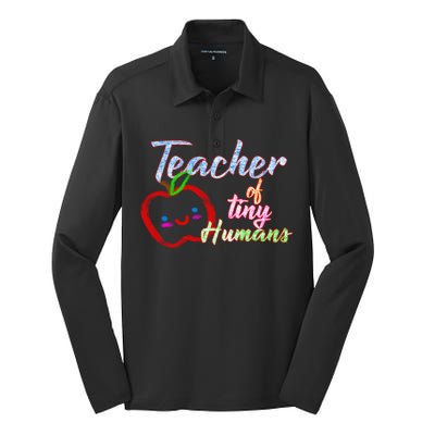 Teacher Of Tiny Humans Silk Touch Performance Long Sleeve Polo