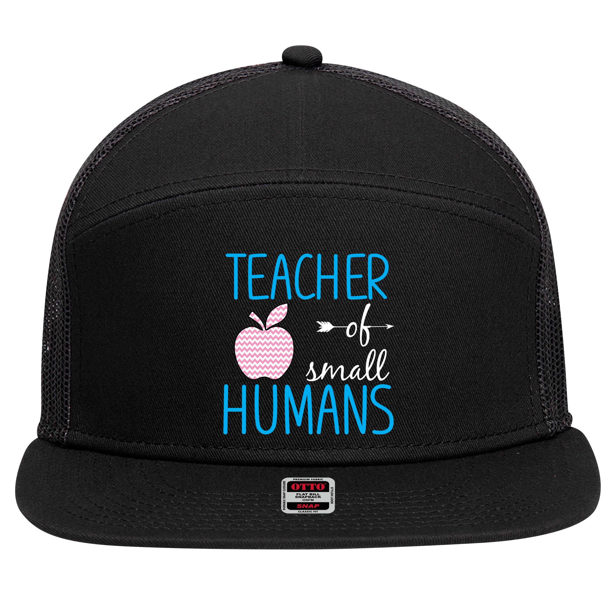 Teacher Of Tiny Humans Apple 7 Panel Mesh Trucker Snapback Hat