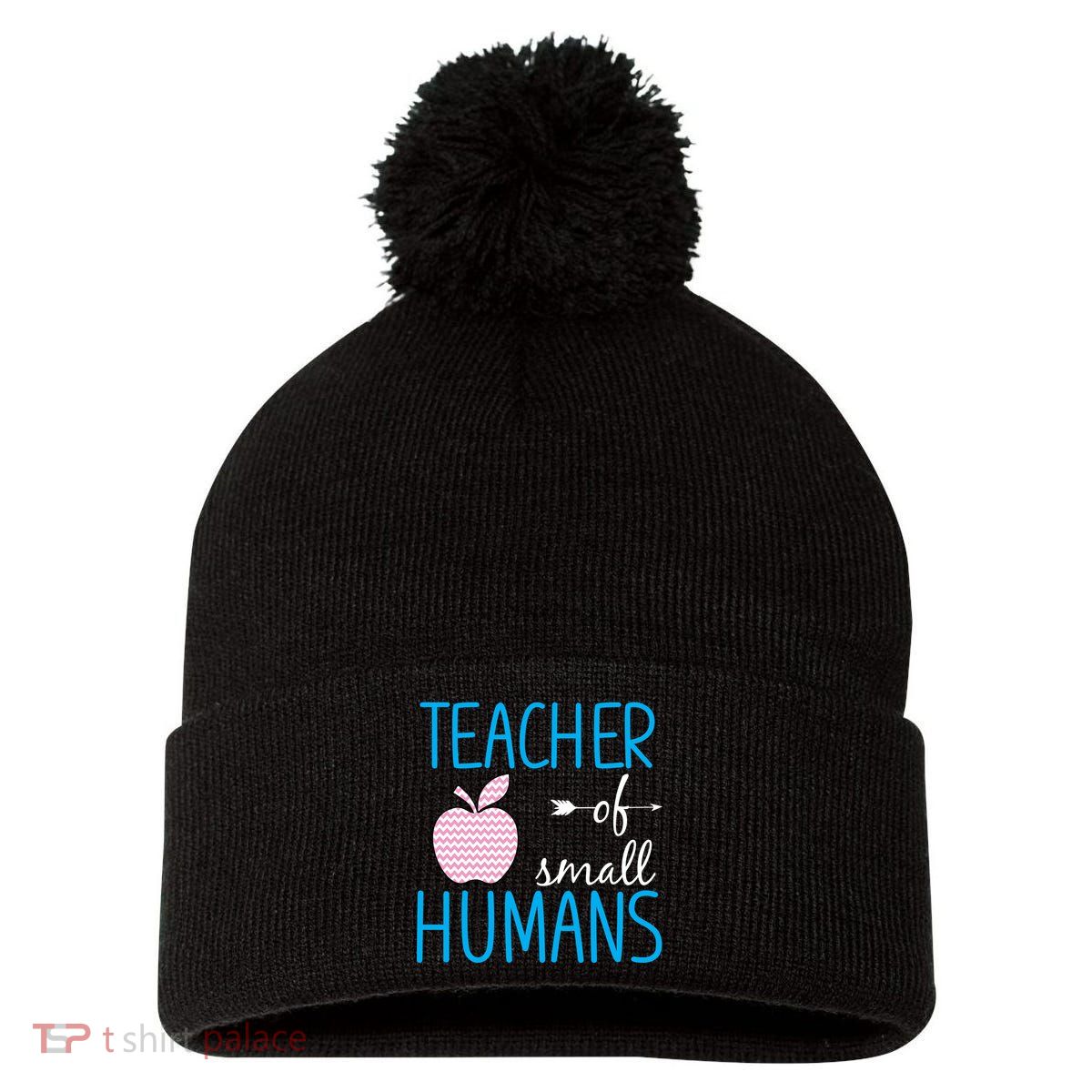 Teacher Of Tiny Humans Apple Pom Pom 12in Knit Beanie