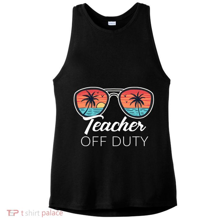Teacher Off Duty Tropical Vacation Ladies PosiCharge Tri-Blend Wicking Tank