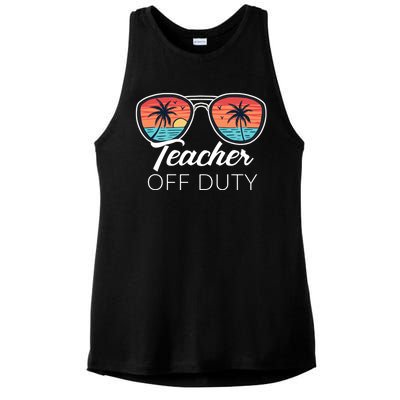 Teacher Off Duty Tropical Vacation Ladies PosiCharge Tri-Blend Wicking Tank