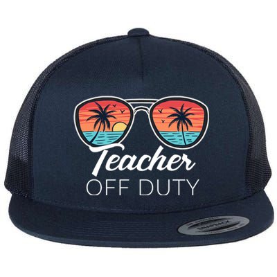 Teacher Off Duty Tropical Vacation Flat Bill Trucker Hat