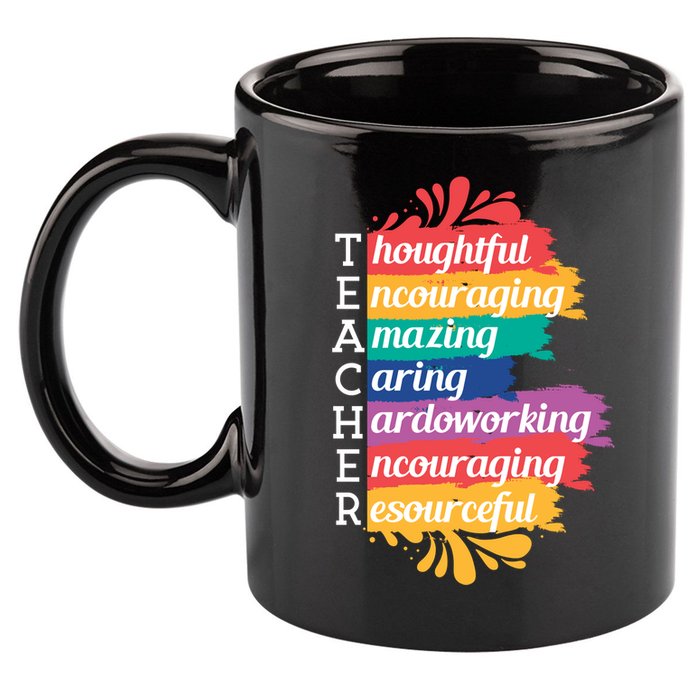 Teacher Rainbow Quote 11oz C Handle Ceramic Mug