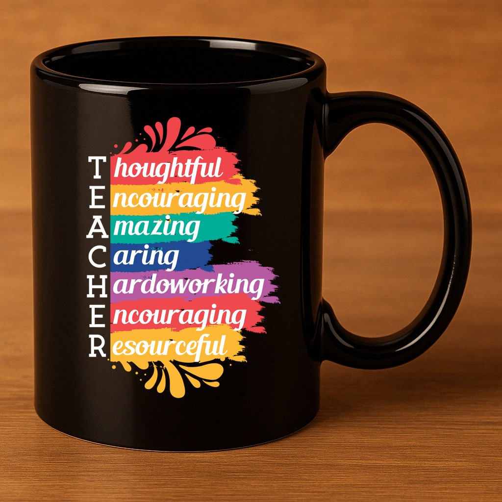 Teacher Rainbow Quote 11oz C Handle Ceramic Mug