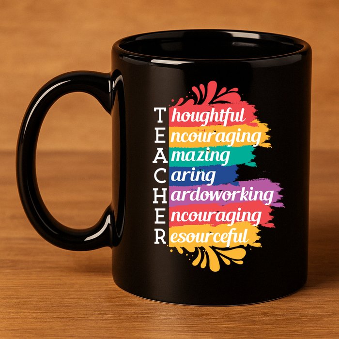 Teacher Rainbow Quote 11oz C Handle Ceramic Mug