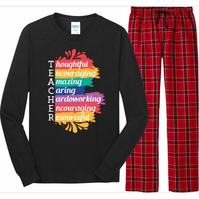 Teacher Rainbow Quote Long Sleeve Pajama Set