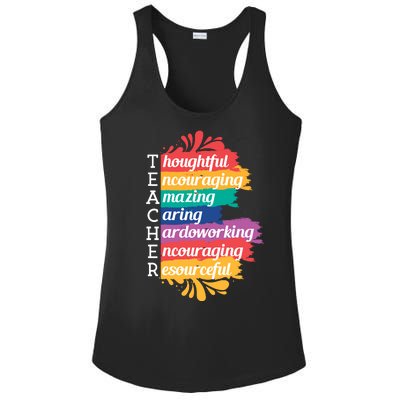 Teacher Rainbow Quote Ladies PosiCharge Competitor Racerback Tank