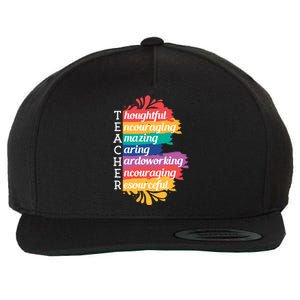 Teacher Rainbow Quote Wool Snapback Cap