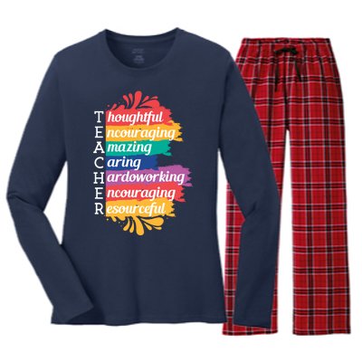 Teacher Rainbow Quote Women's Long Sleeve Flannel Pajama Set 