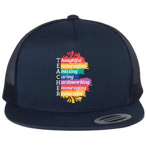 Teacher Rainbow Quote Flat Bill Trucker Hat