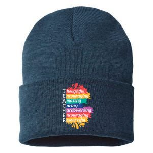 Teacher Rainbow Quote Sustainable Knit Beanie