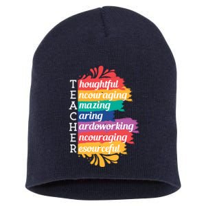 Teacher Rainbow Quote Short Acrylic Beanie