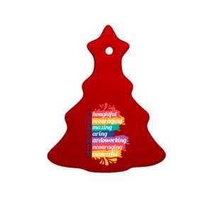 Teacher Rainbow Quote Ceramic Tree Ornament