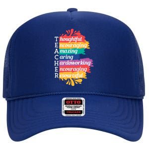 Teacher Rainbow Quote High Crown Mesh Back Trucker Hat