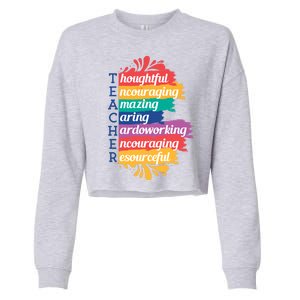 Teacher Rainbow Quote Cropped Pullover Crew