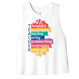 Teacher Rainbow Quote Women's Racerback Cropped Tank