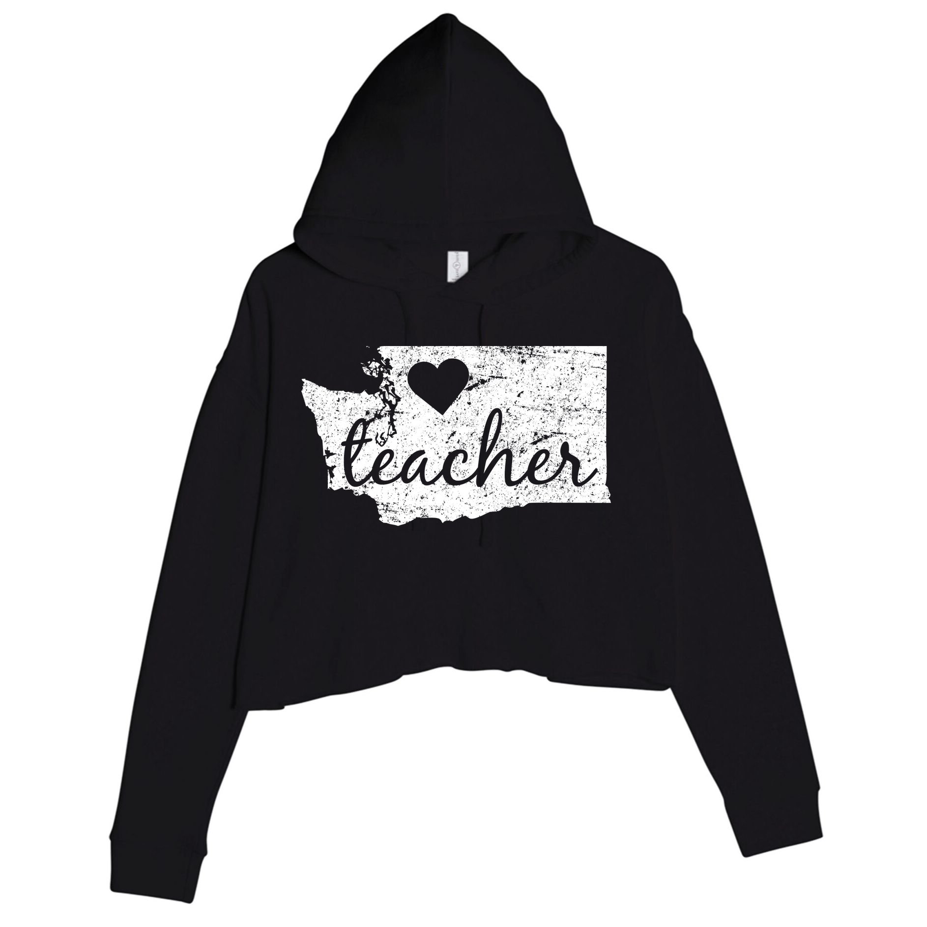 Teacher Red For Ed Washington Public Education Crop Fleece Hoodie