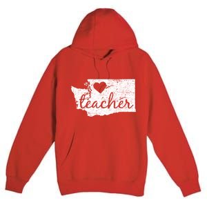 Teacher Red For Ed Washington Public Education Premium Pullover Hoodie