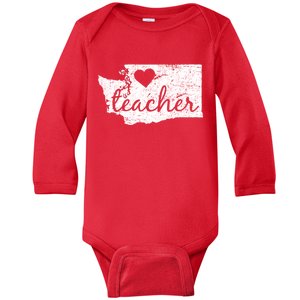 Teacher Red For Ed Washington Public Education Baby Long Sleeve Bodysuit