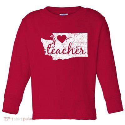 Teacher Red For Ed Washington Public Education Toddler Long Sleeve Shirt