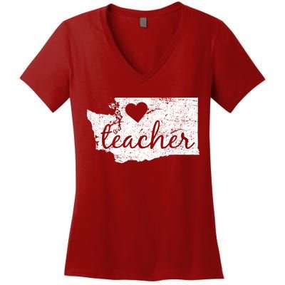 Teacher Red For Ed Washington Public Education Women's V-Neck T-Shirt