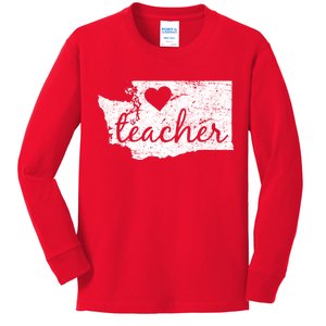 Teacher Red For Ed Washington Public Education Kids Long Sleeve Shirt