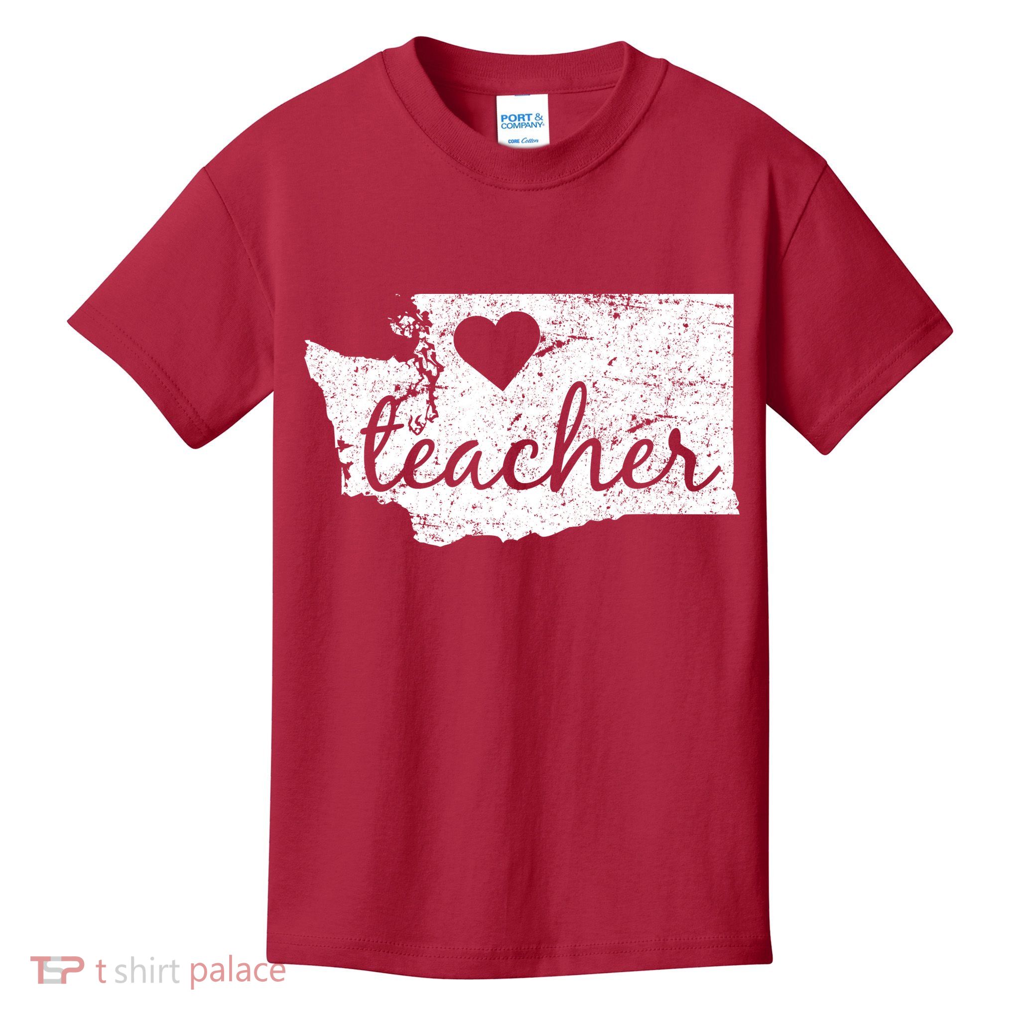 Teacher Red For Ed Washington Public Education Kids T-Shirt