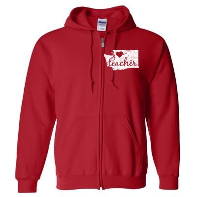 Teacher Red For Ed Washington Public Education Full Zip Hoodie