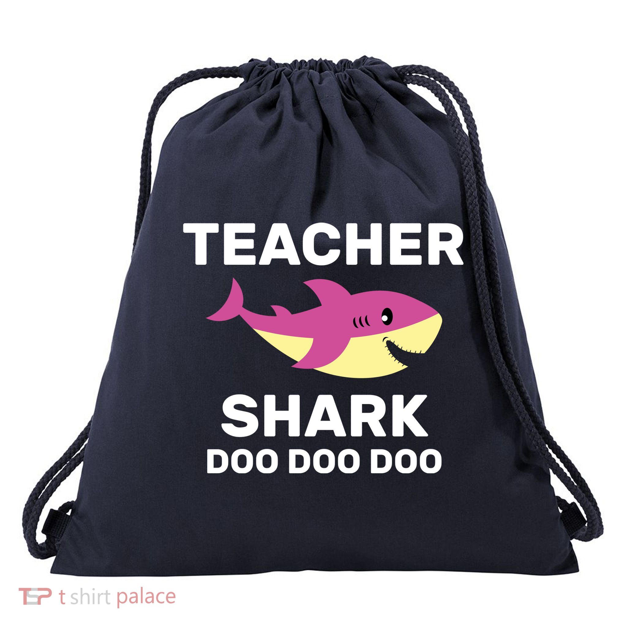 Teacher Shark Drawstring Bag