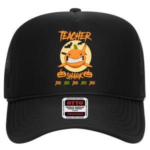 Teacher Shark Doo Boo Boo Pumpkin Halloween High Crown Mesh Back Trucker Hat