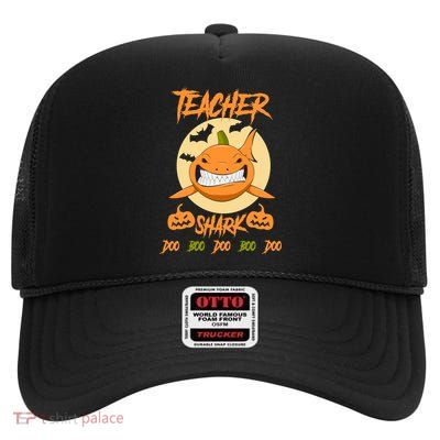 Teacher Shark Doo Boo Boo Pumpkin Halloween High Crown Mesh Back Trucker Hat