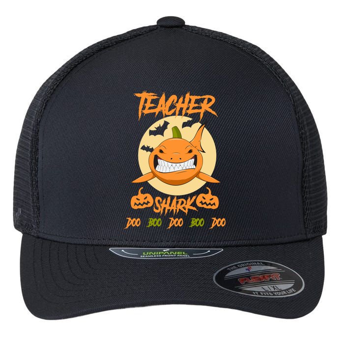 Teacher Shark Doo Boo Boo Pumpkin Halloween Flexfit Unipanel Trucker Cap