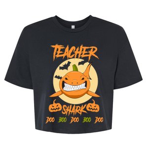 Teacher Shark Doo Boo Boo Pumpkin Halloween Bella+Canvas Jersey Crop Tee