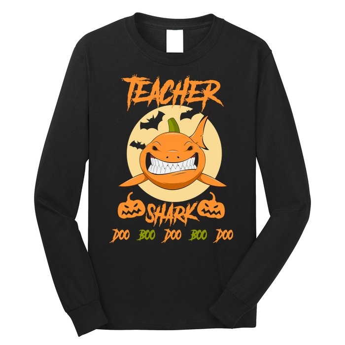 Teacher Shark Doo Boo Boo Pumpkin Halloween Long Sleeve Shirt