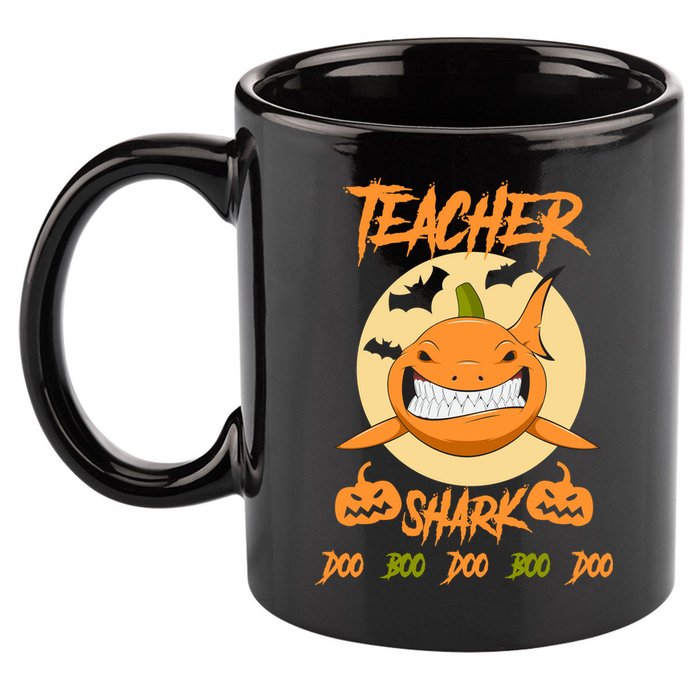 Teacher Shark Doo Boo Boo Pumpkin Halloween 11oz C Handle Ceramic Mug