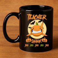 Teacher Shark Doo Boo Boo Pumpkin Halloween 11oz C Handle Ceramic Mug