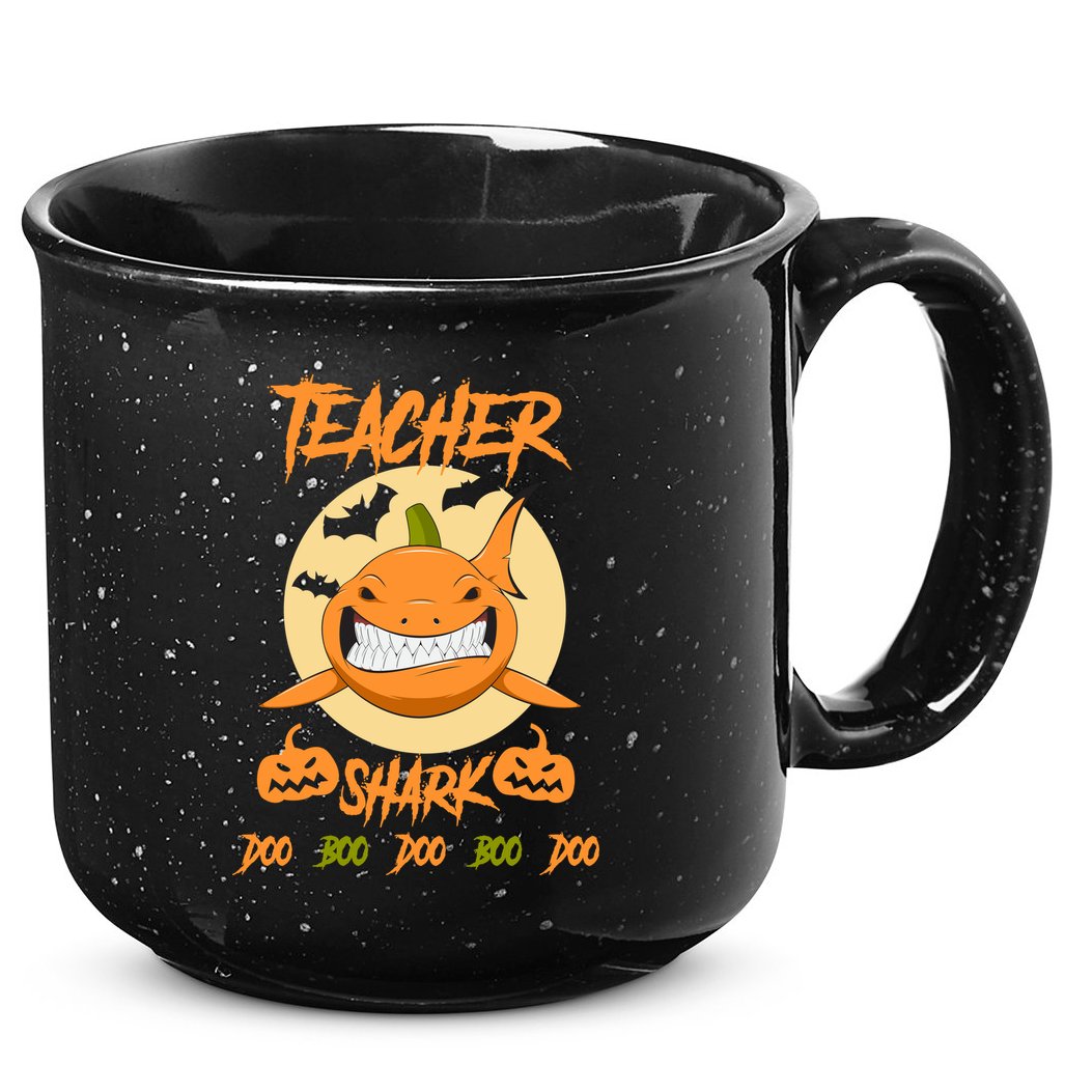 Teacher Shark Doo Boo Boo Pumpkin Halloween 15oz Campfire Ceramic Mug