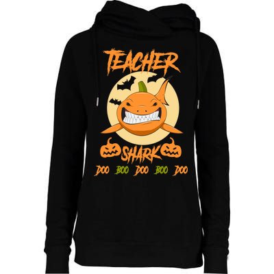 Teacher Shark Doo Boo Boo Pumpkin Halloween Womens Funnel Neck Pullover Hood