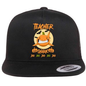 Teacher Shark Doo Boo Boo Pumpkin Halloween Flat Bill Trucker Hat