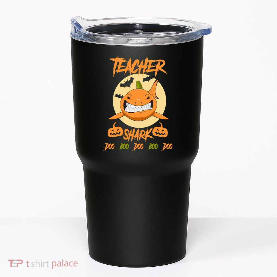 Teacher Shark Doo Boo Boo Pumpkin Halloween Tumbler