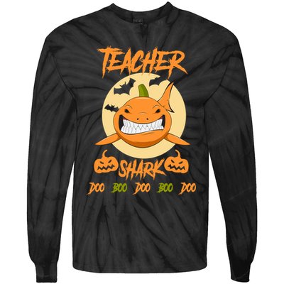 Teacher Shark Doo Boo Boo Pumpkin Halloween Tie-Dye Long Sleeve Shirt