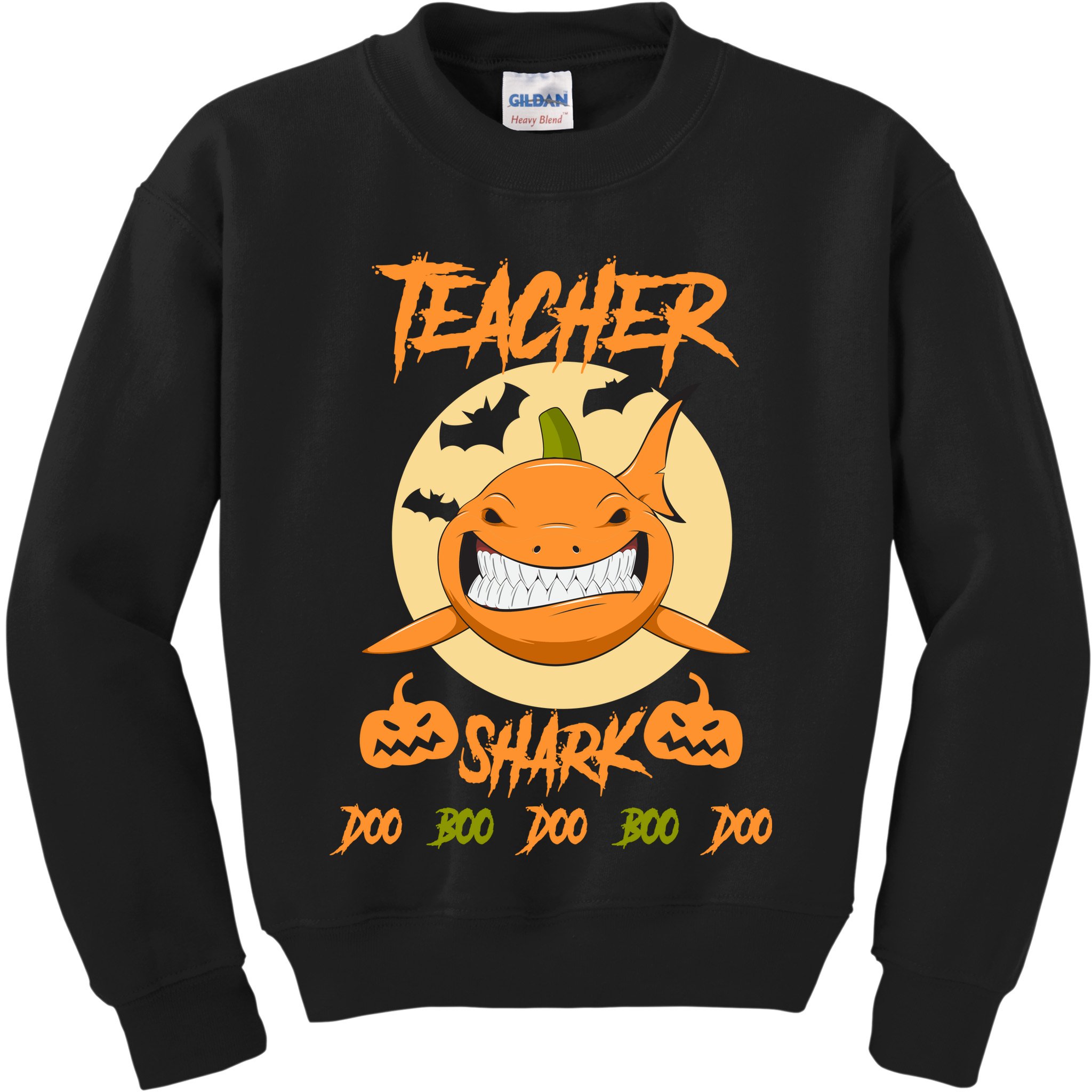 Teacher Shark Doo Boo Boo Pumpkin Halloween Kids Sweatshirt
