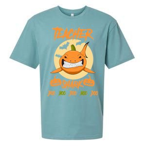 Teacher Shark Doo Boo Boo Pumpkin Halloween Sueded Cloud Jersey T-Shirt